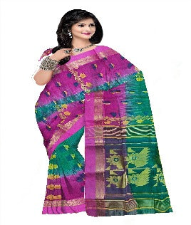 Pradip Fabrics Ethnic Women's Tant Silk Light Green and Pink ColorBaluchuri Saree