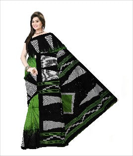 Pradip Fabrics Woven Soft Handloom Green & Black Color Saree