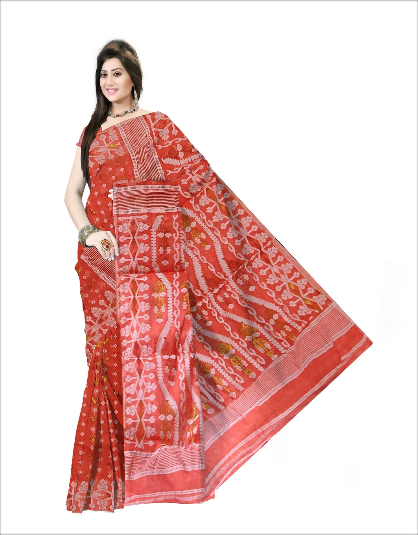 Pradip Fabrics Woven all over Soft jamdani Saree