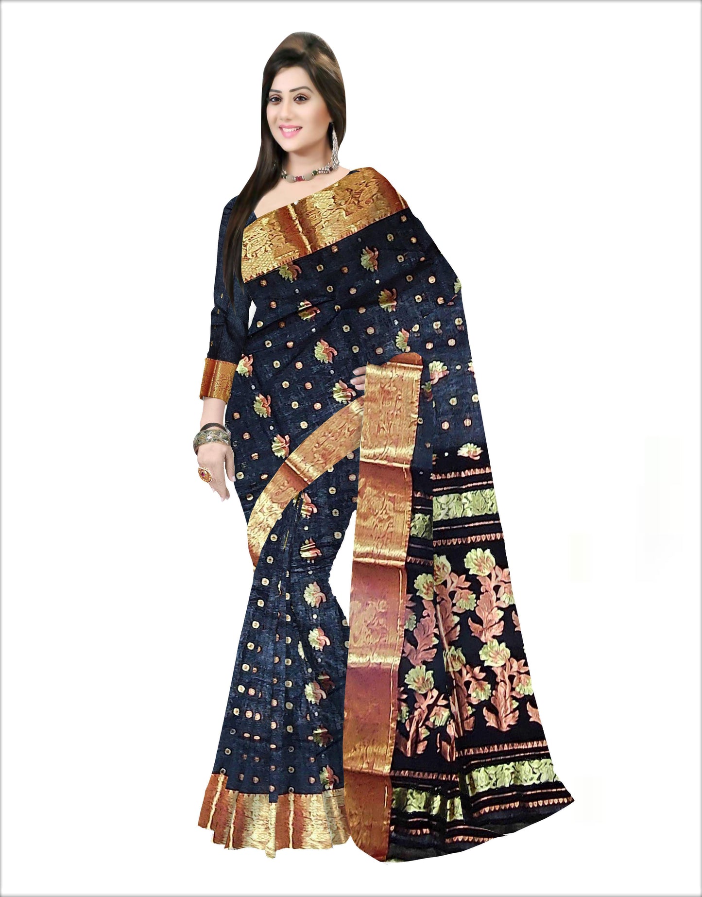 Pradip Fabrics Woven Tant Banarasi Black Color Saree