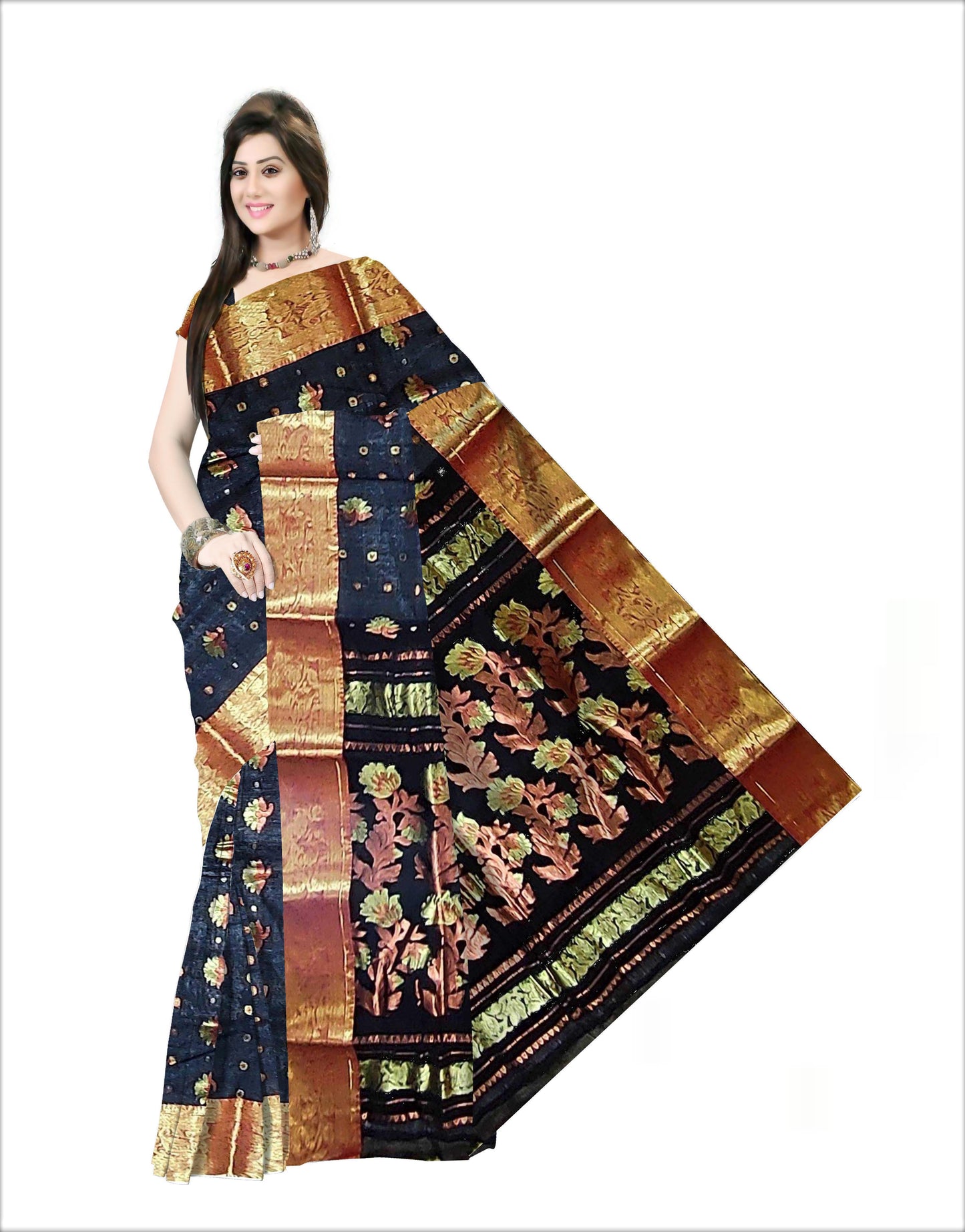 Pradip Fabrics Woven Tant Banarasi Black Color Saree