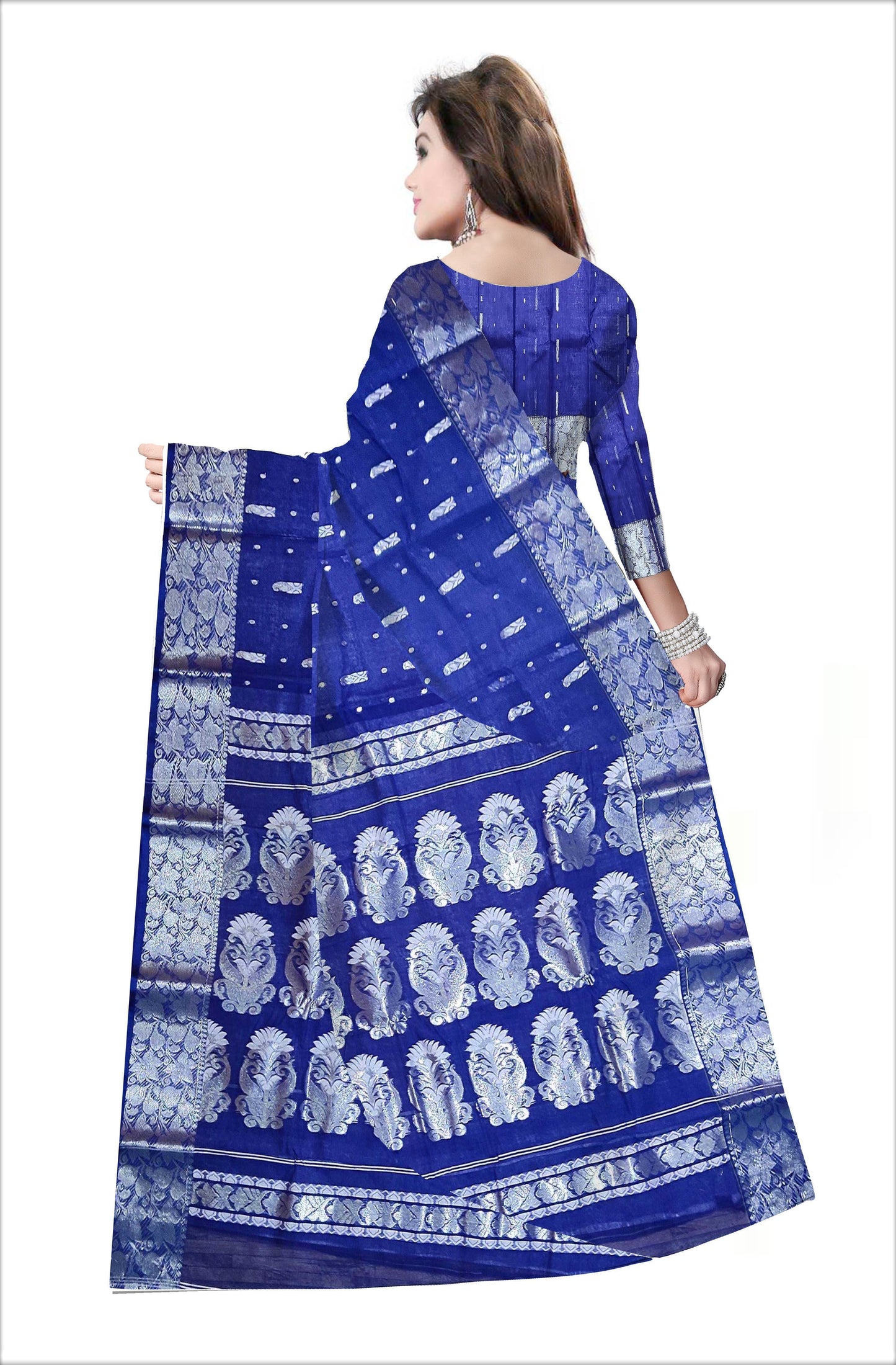 Pradip Fabrics Woven Tant Banarasi Blue Color Saree
