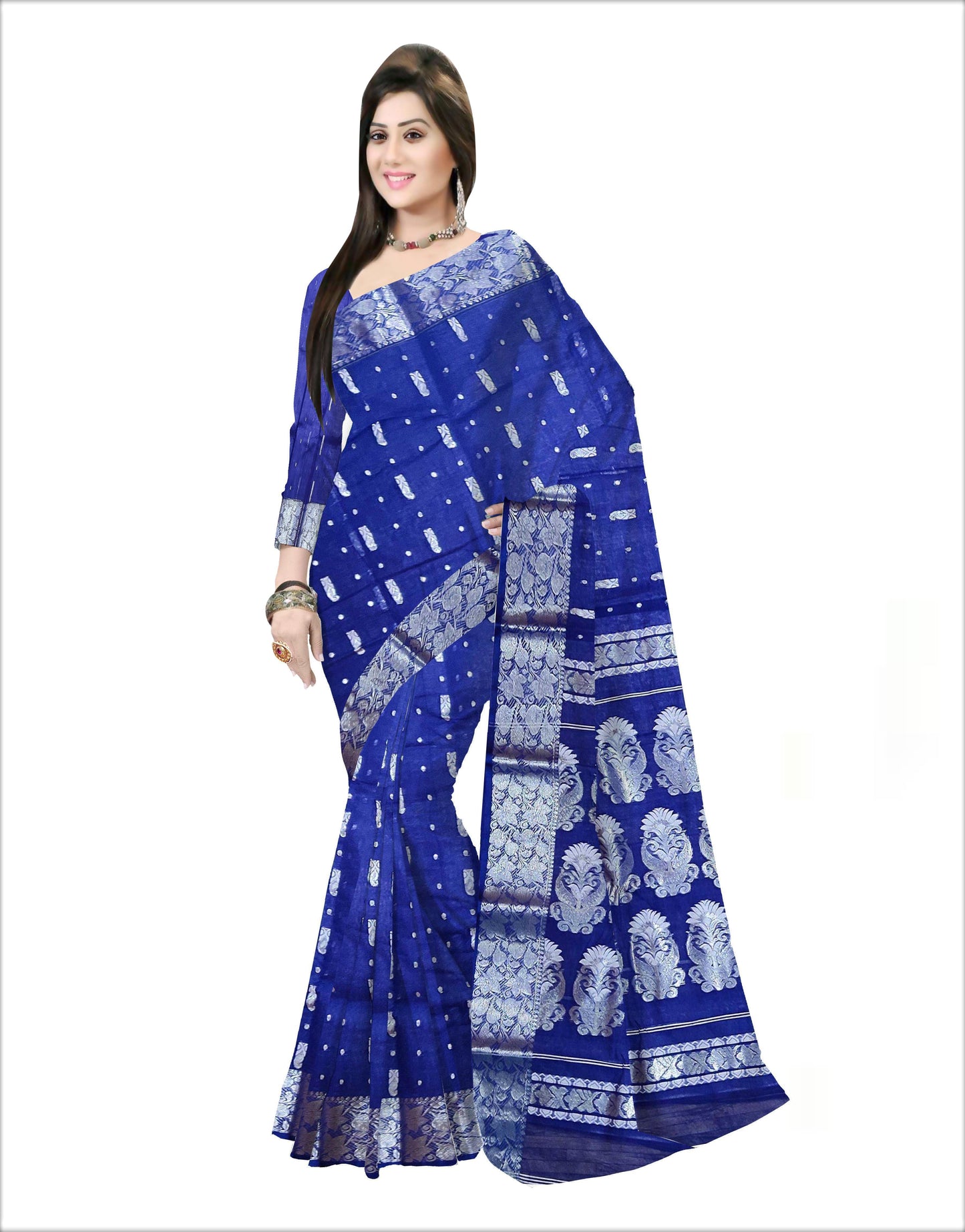 Pradip Fabrics Woven Tant Banarasi Blue Color Saree