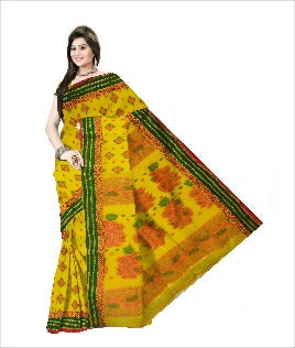 Pradip Fabrics Woven Pure Tant Cotton Yellow Color Saree