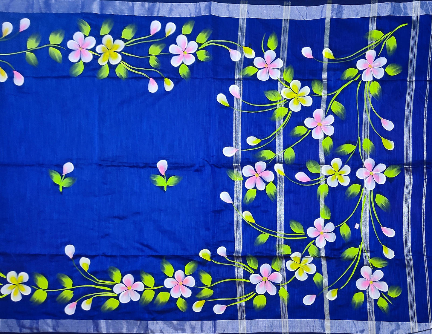 Pradip Fabrics Hand Painted Soft Linen Cotton Saree With Tassels