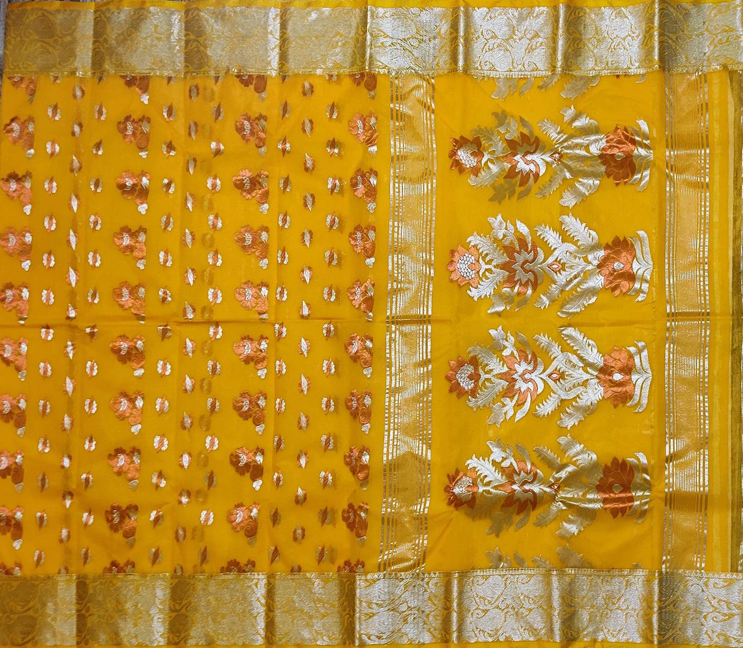 Pradip Fabrics Woven Tant Banarasi Yellow Color Saree