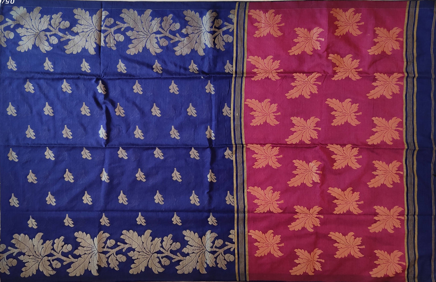 Pradip Fabrics Woven Soft Handloom cotton Blue Color Saree
