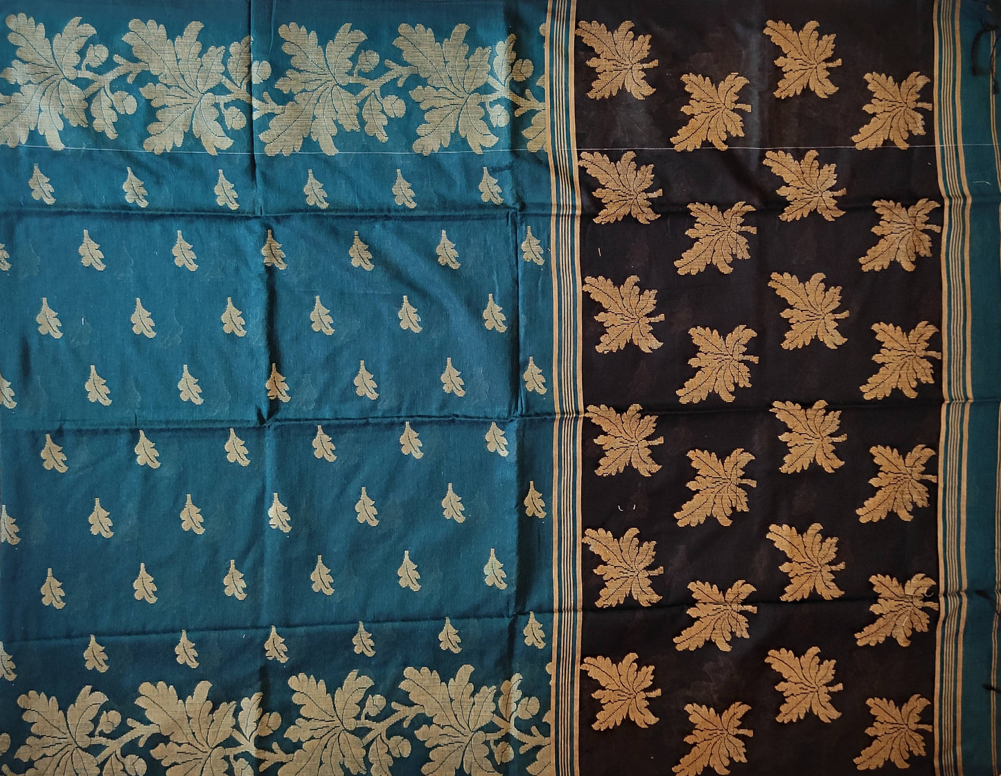 Pradip Fabrics Woven Soft Handloom cotton Aqua Green Color Saree