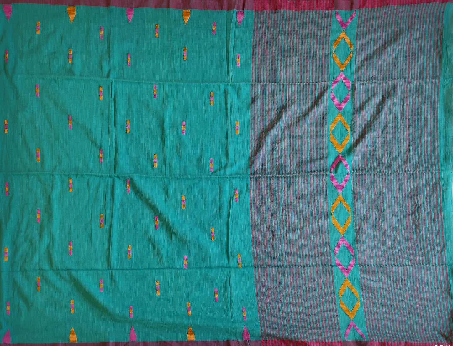 Pradip Fabrics Woven Soft Handloom pure cotton Sea Green Color Saree