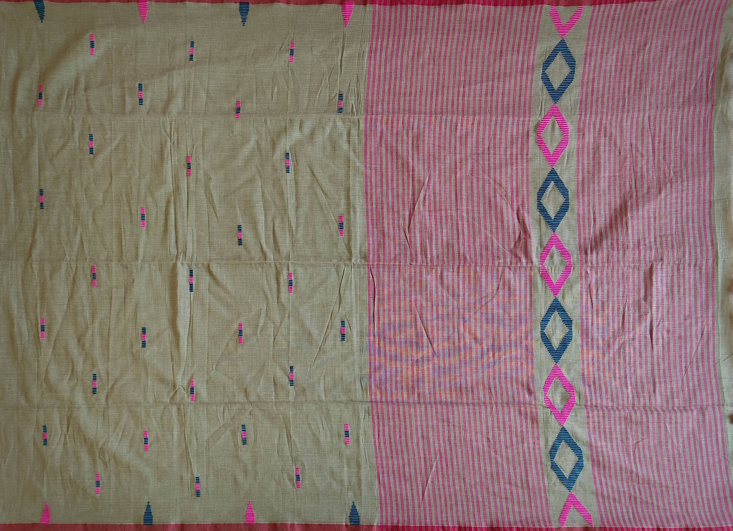 Pradip Fabrics Woven Soft Handloom pure cotton Olive Green Color Saree