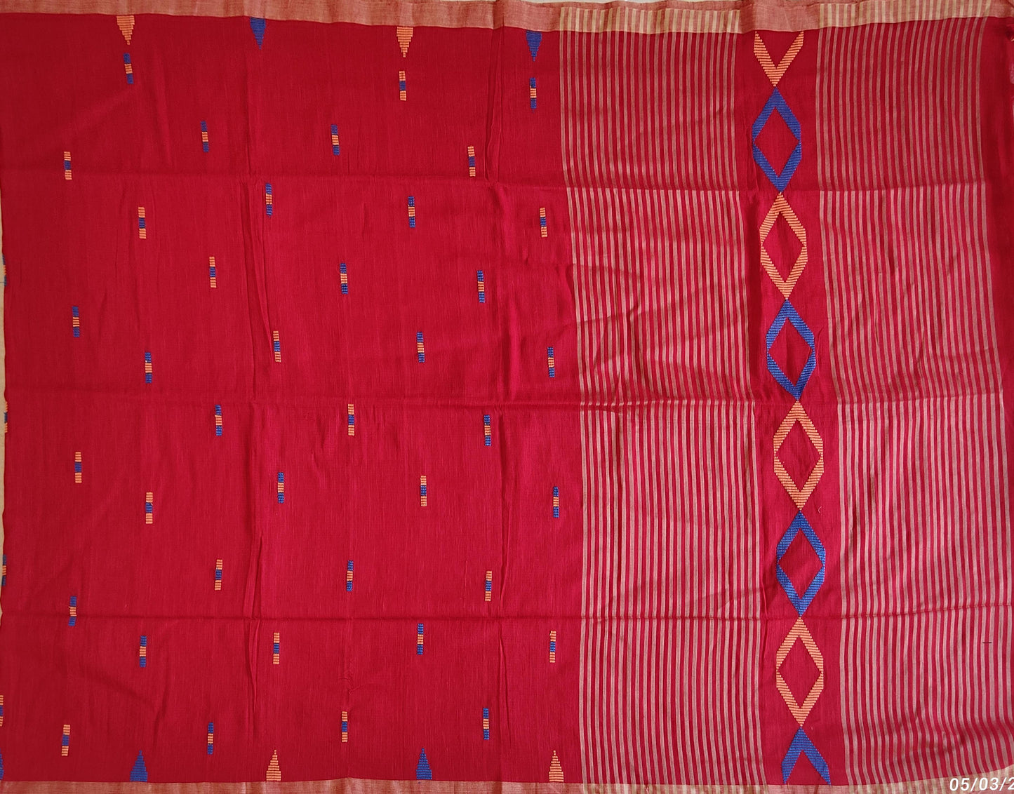 Pradip Fabrics Woven Soft Handloom pure cotton Red Color Saree