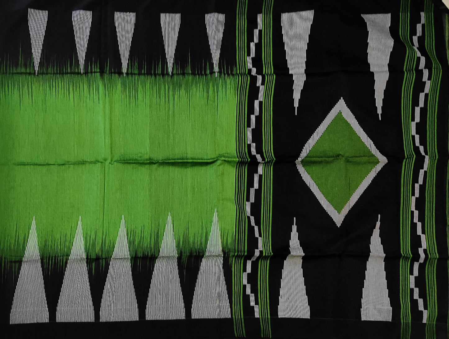 Pradip Fabrics Woven Soft Handloom Green & Black Color Saree