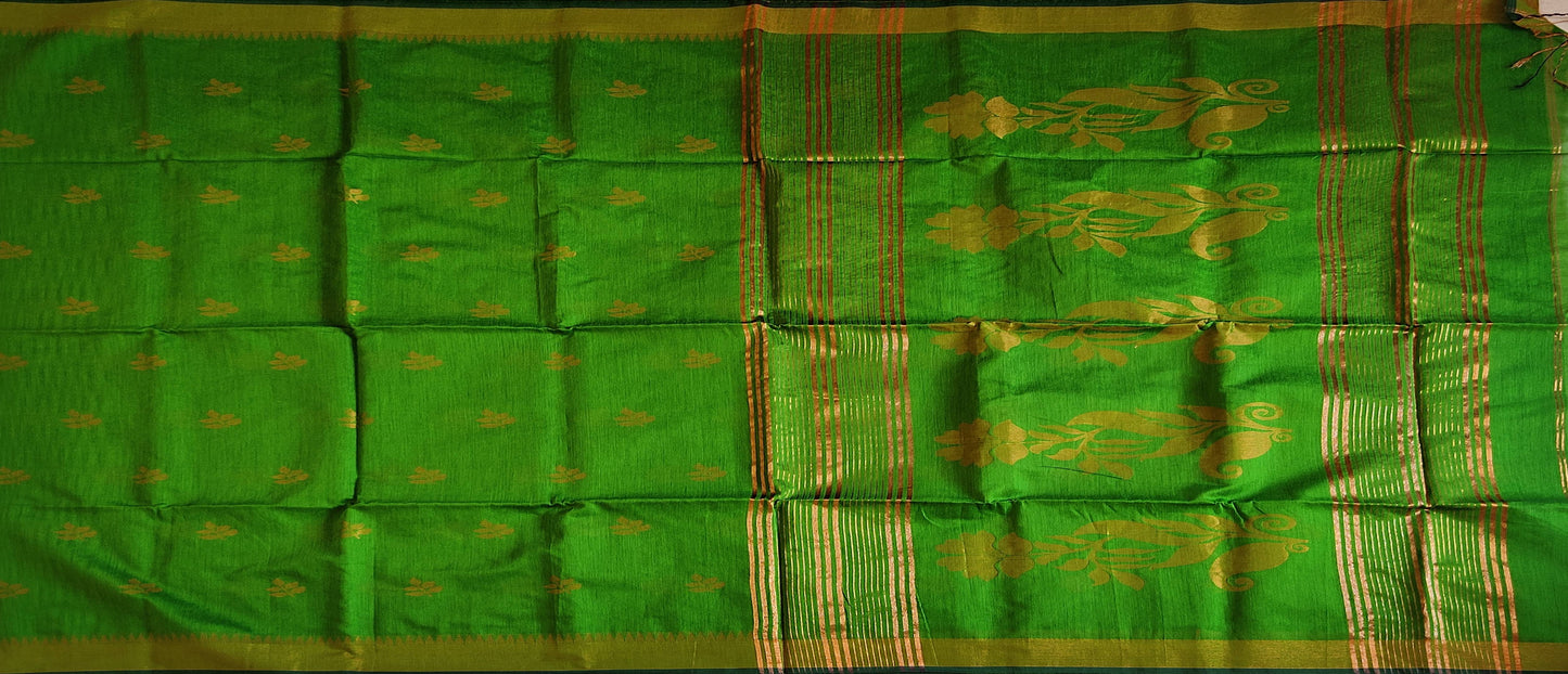 Pradip Fabrics Woven Soft Handloom Green Color Saree