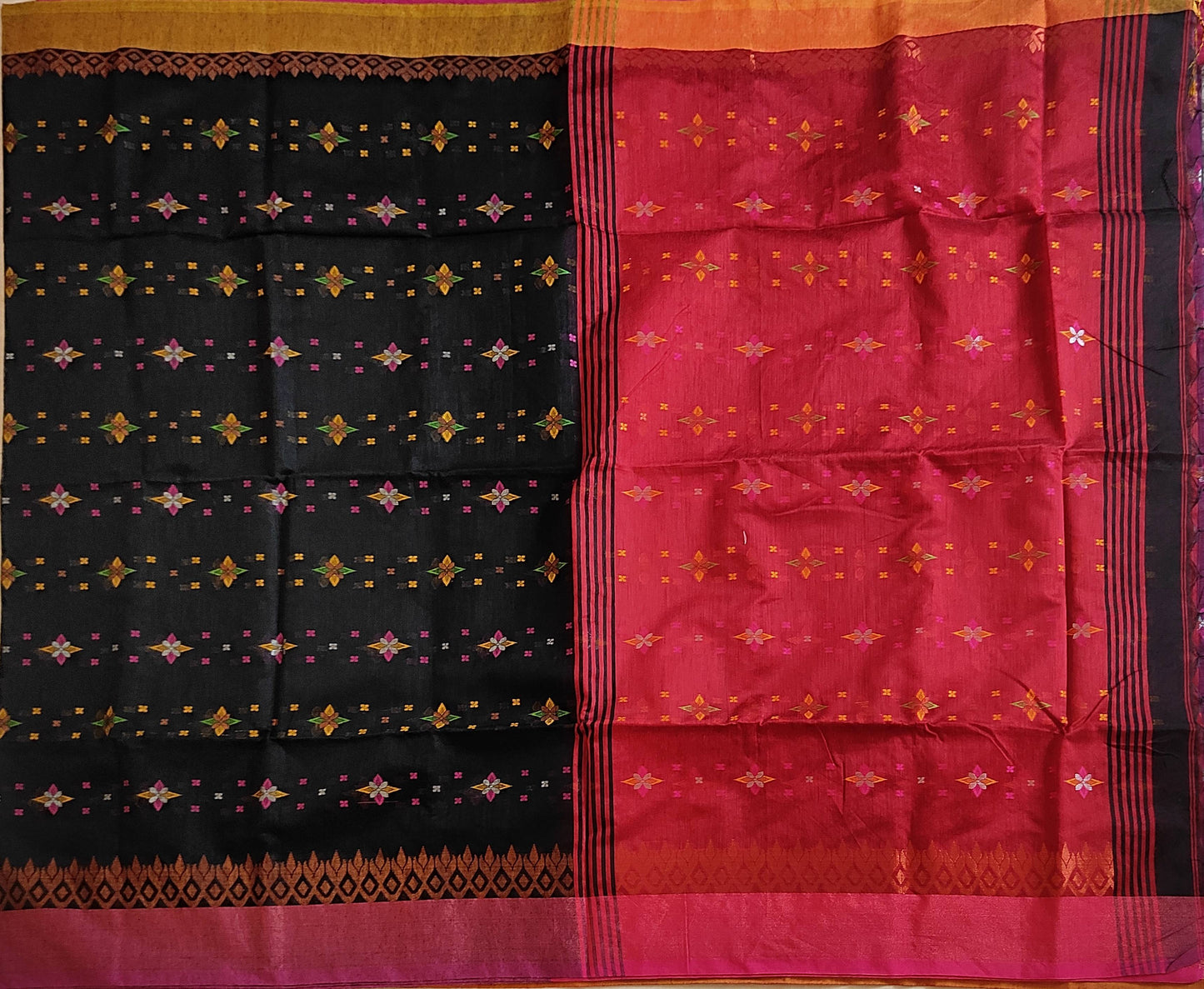 Pradip Fabrics Woven Soft Handloom Black & Red Color Saree