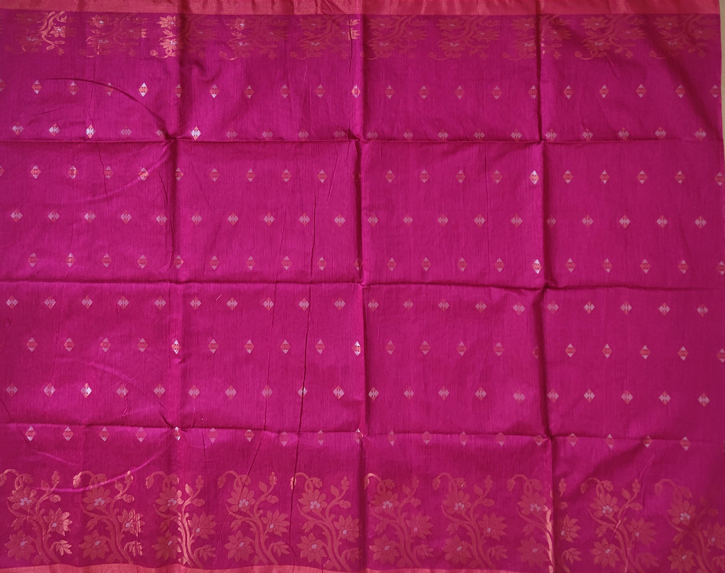Pradip Fabrics Woven Deep pink & Sky Blue color Pure Soft Handloom Saree