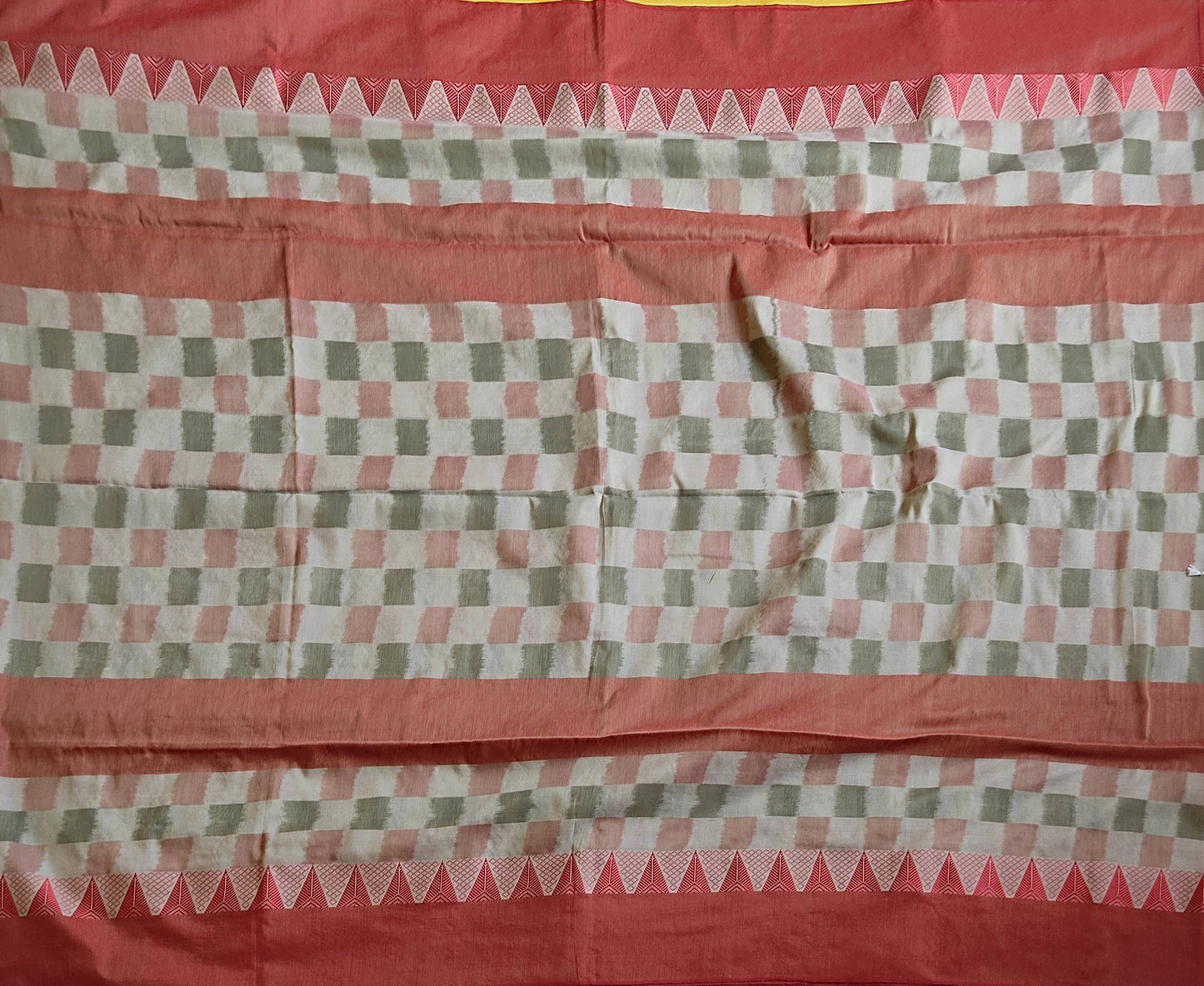 Pradip Fabrics Woven Red and Cream Color Pure Soft Ekkat khadi Print Saree