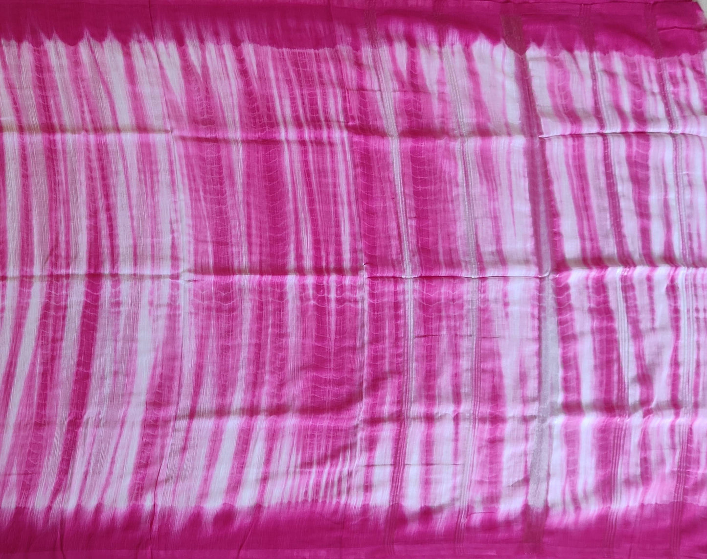 Pradip Fabrics Woven Pink and white Color Pure viscous Soft khadi Print Handloom Saree