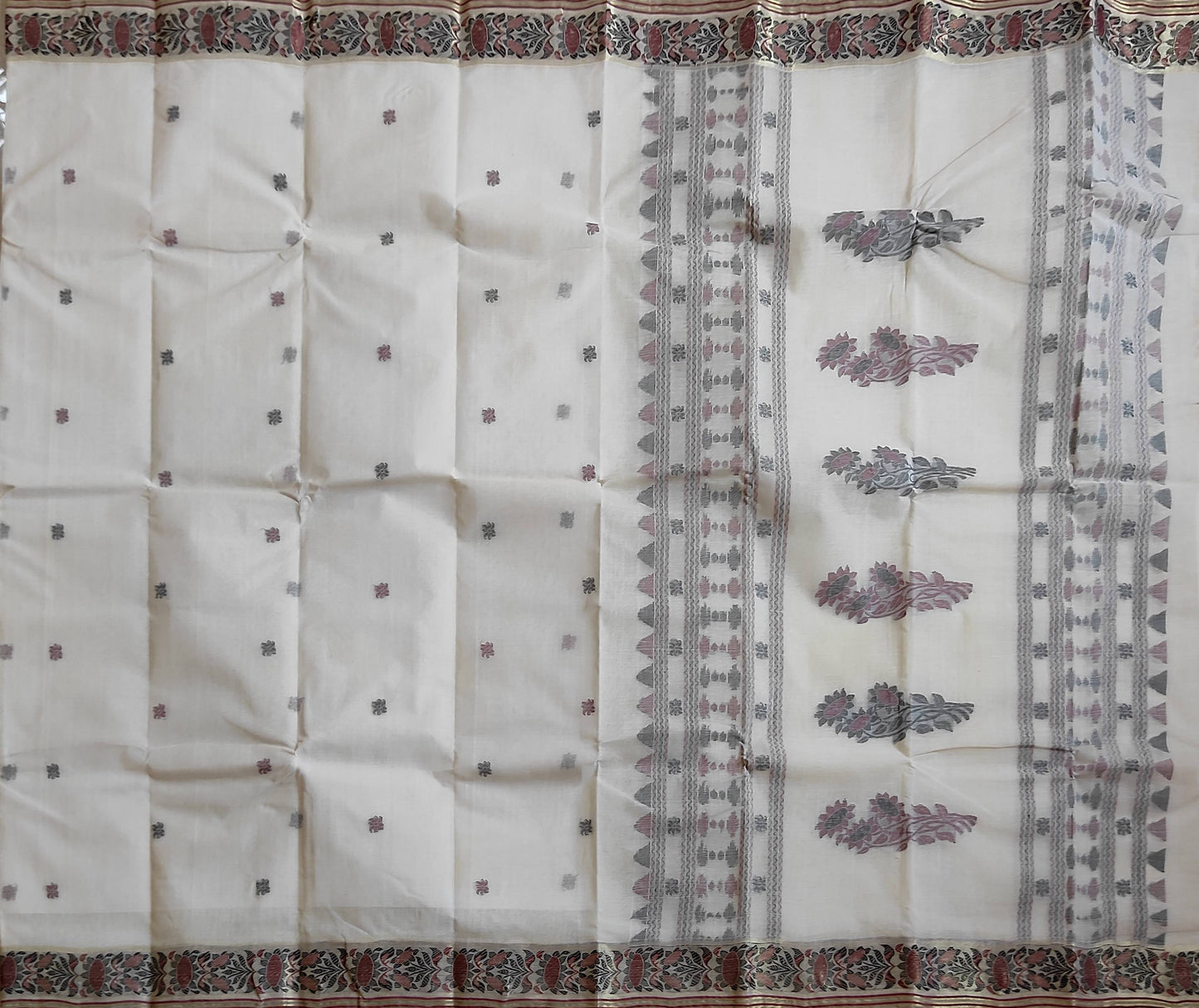 Pradip Fabrics Woven white Color Pure Tant cotton Saree