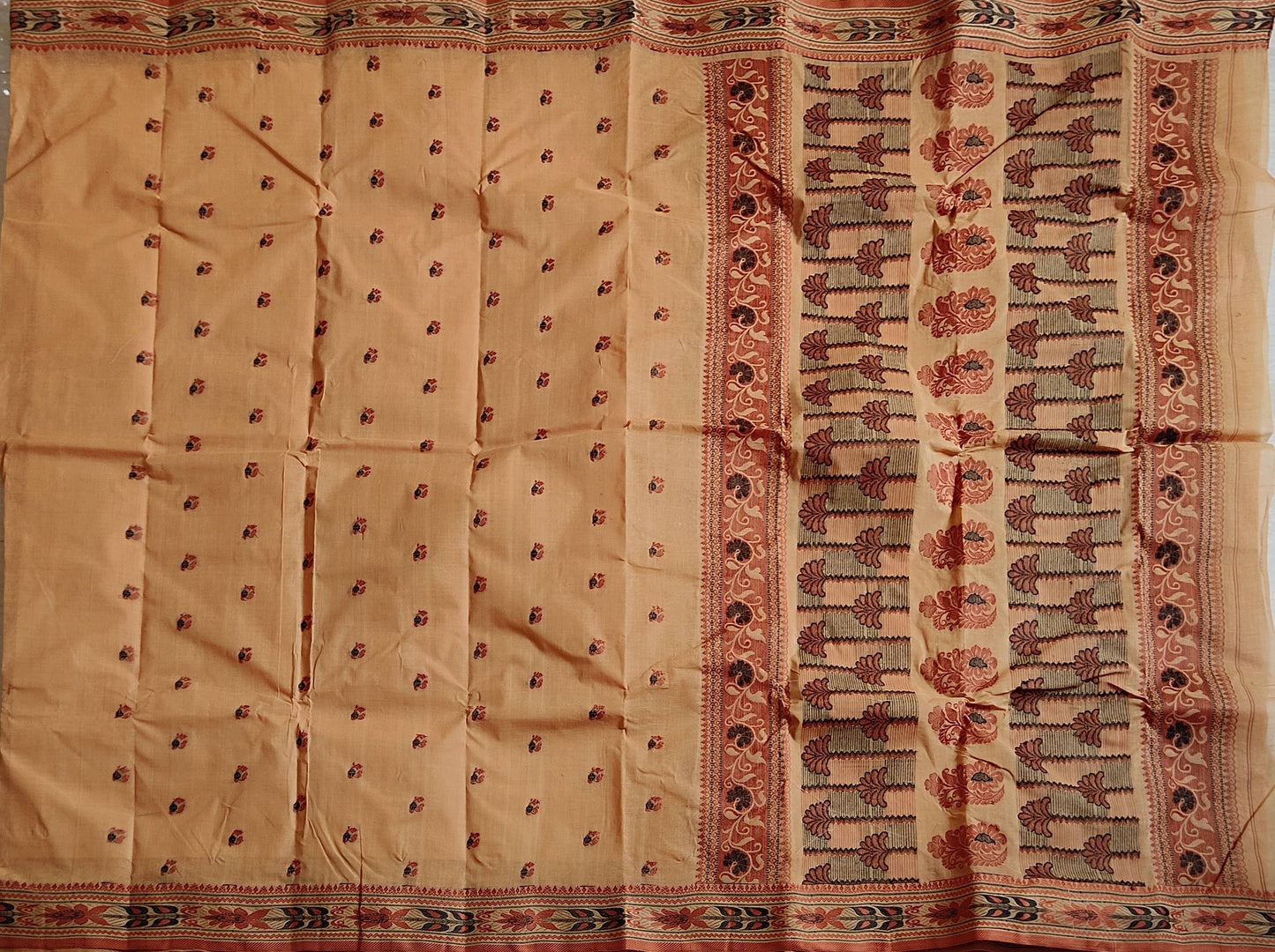 Pradip Fabrics Woven Cream Color Pure Tant cotton Saree