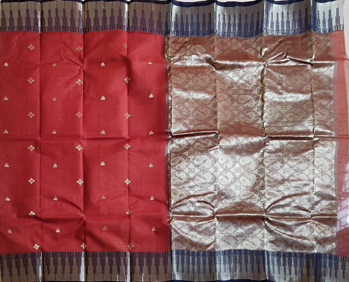 Pradip Fabrics Woven Brown Color Pure Tant cotton Saree
