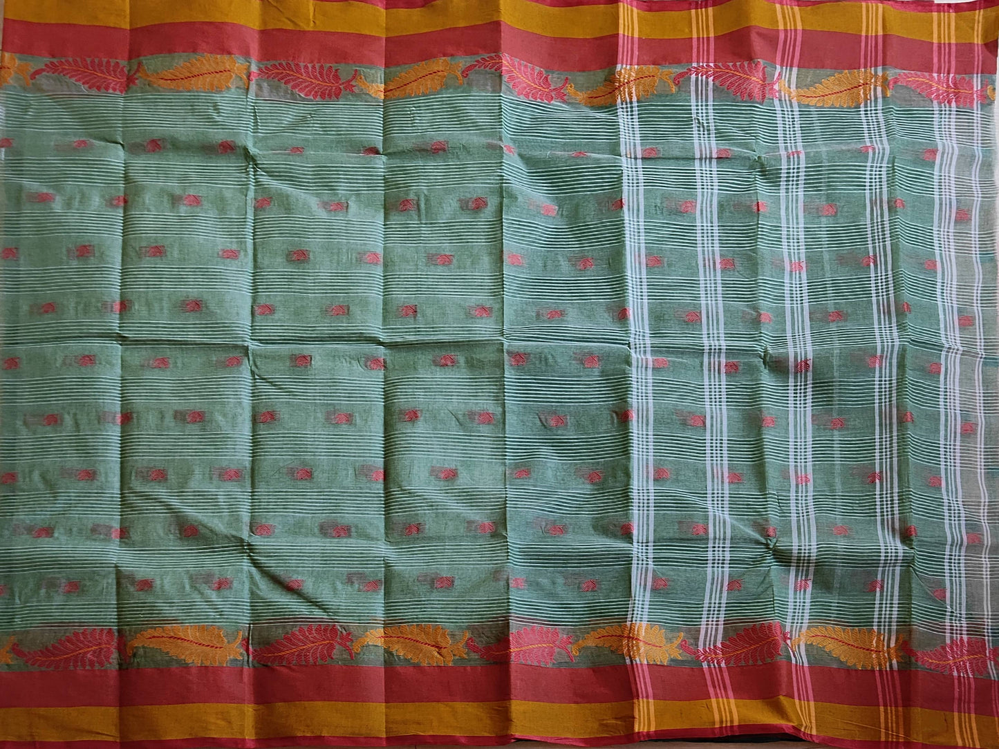 Pradip Fabrics Woven Light Green color Pure Tant cotton Saree