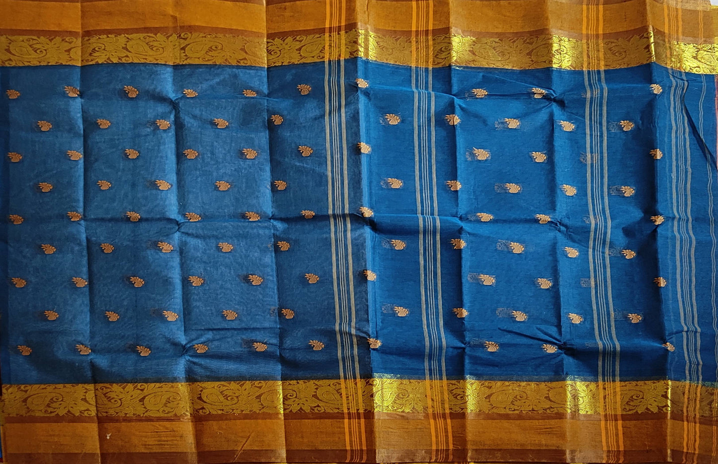 Pradip Fabrics Woven Blue color Pure Tant cotton Saree