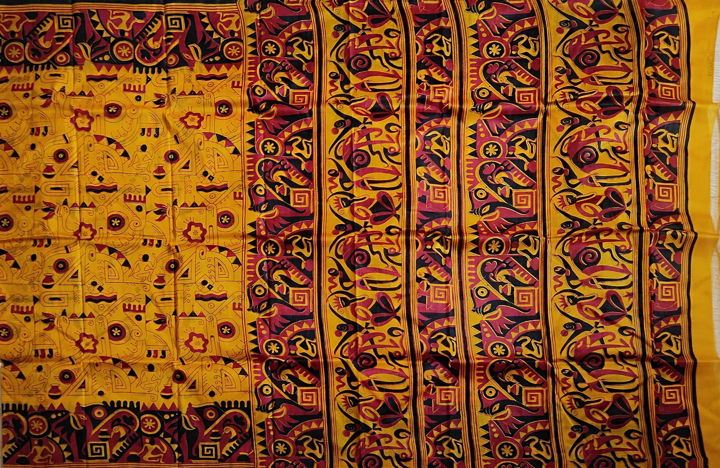 Pradip Fabrics Woven Yellow and Black color Pure Silk Saree
