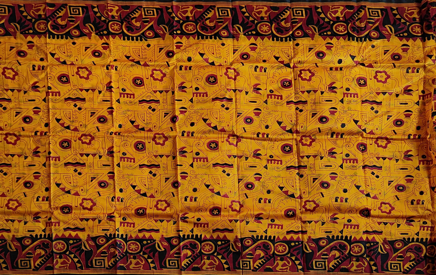 Pradip Fabrics Woven Yellow and Black color Pure Silk Saree