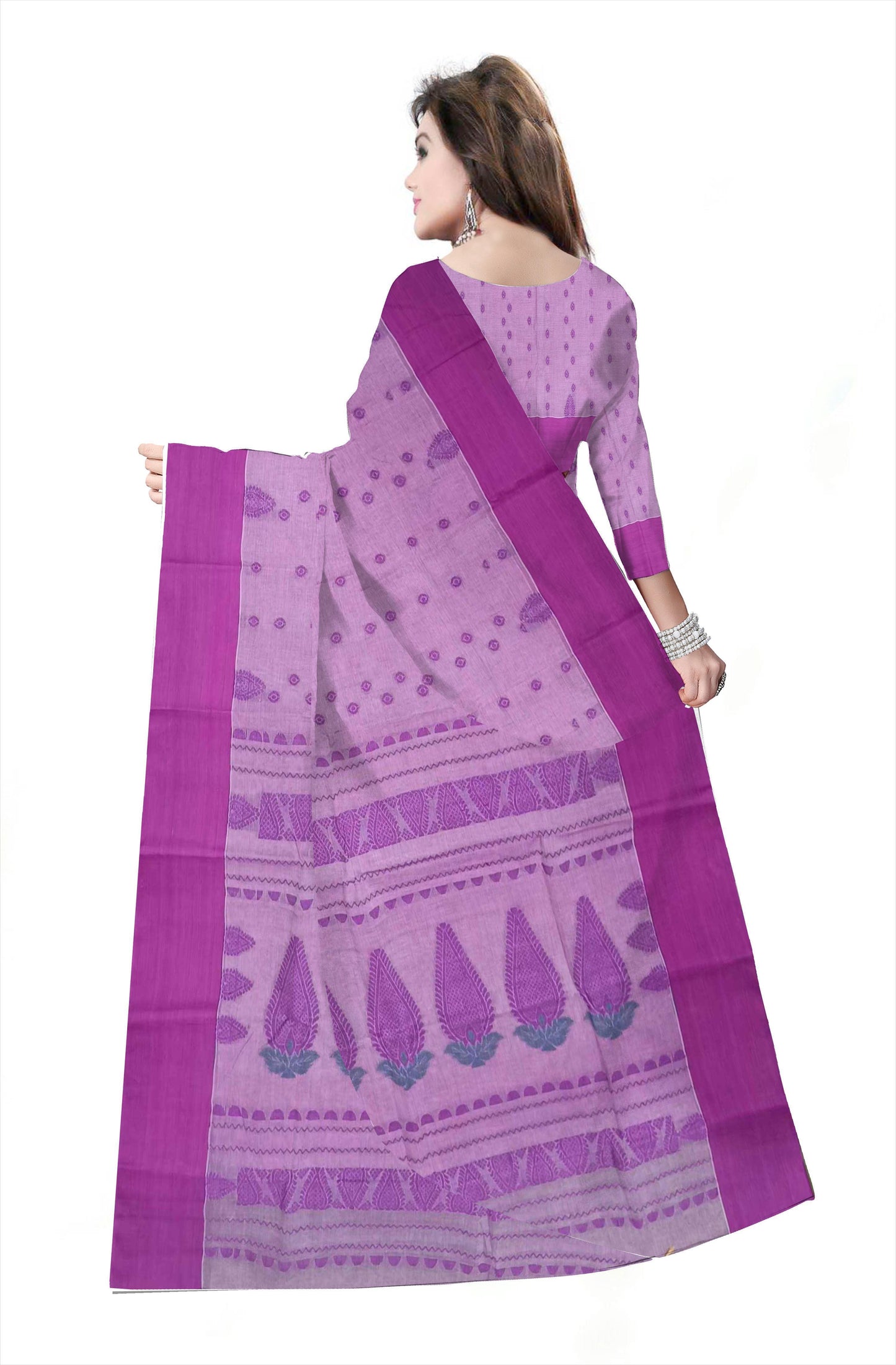 Pradip Fabrics Woven Tant Pure Cotton Saree (purple)