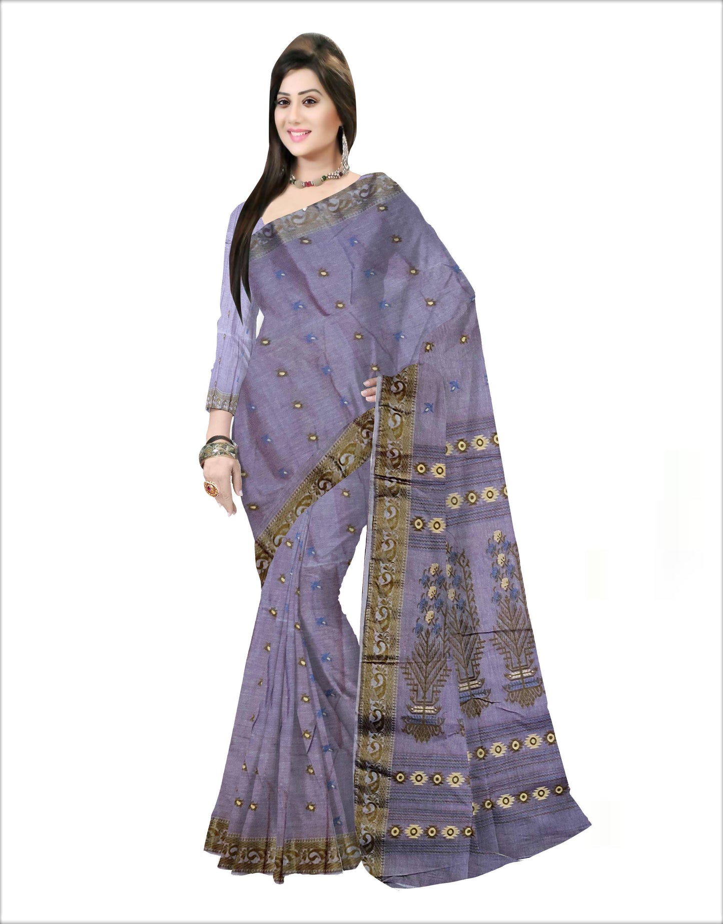 Pradip Fabrics Woven Pure Tant Cotton Grey Color Saree