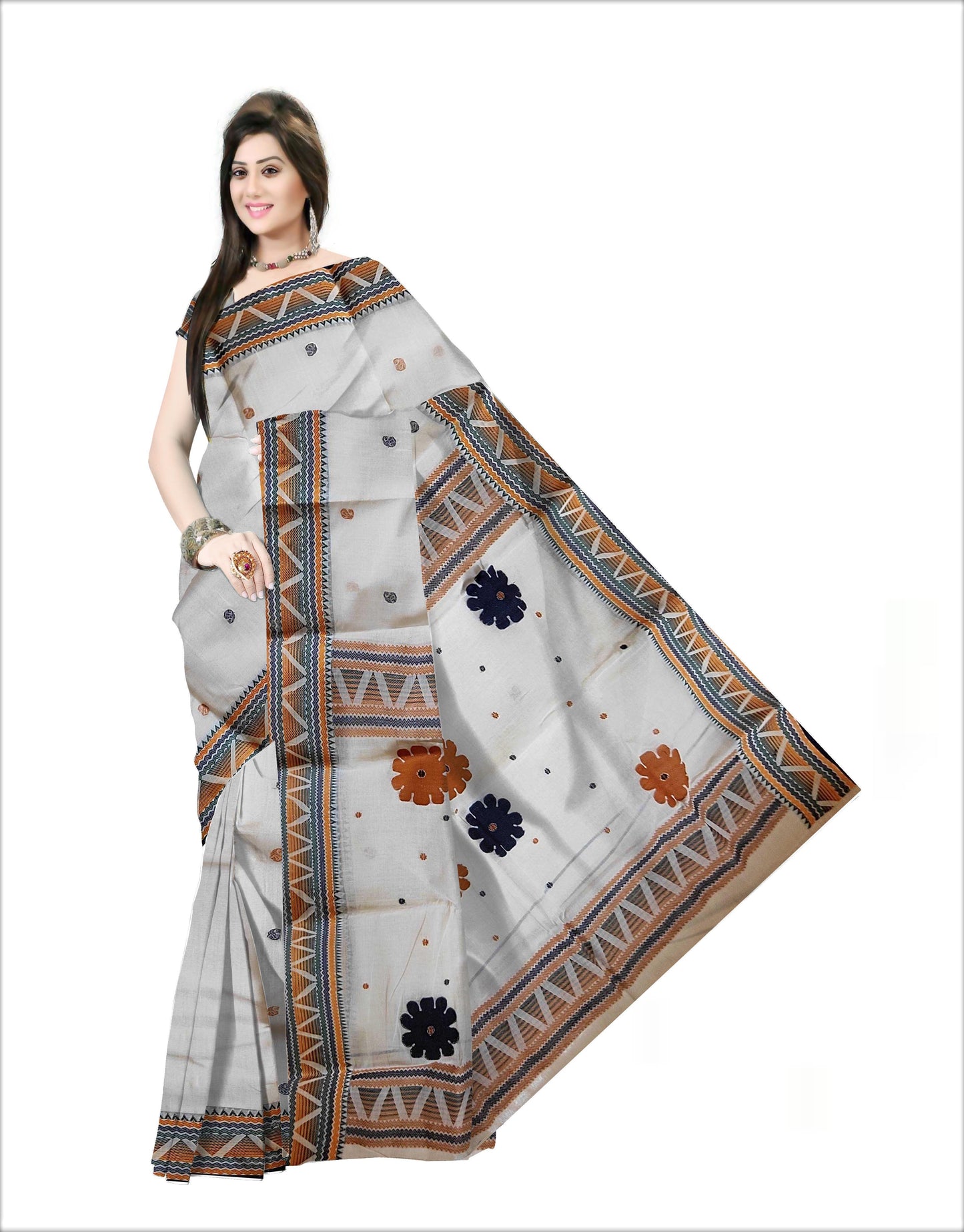 Pradip Fabrics Woven White Color Pure Tant cotton Saree