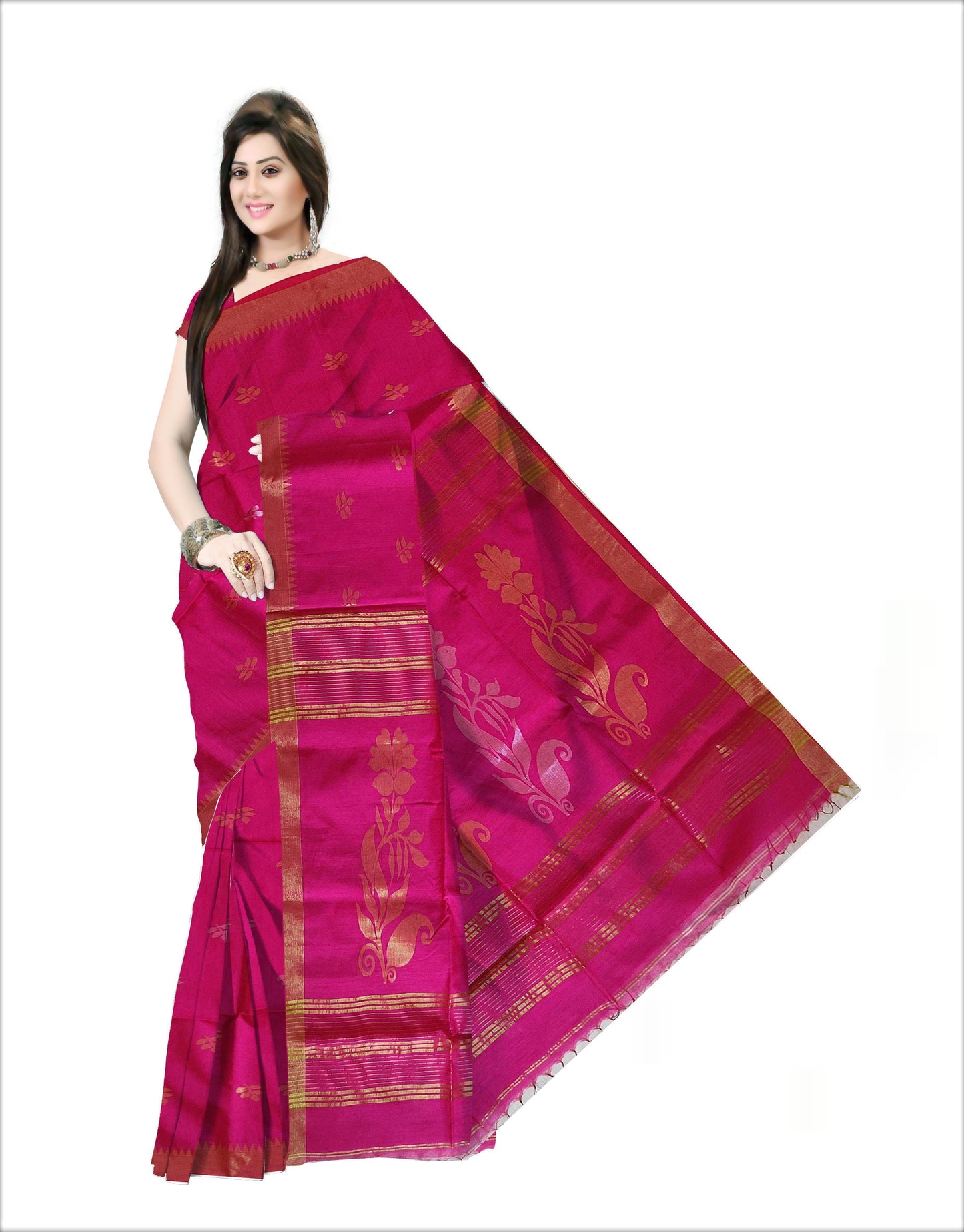 Pradip Fabrics Woven Soft Handloom Pink Color Saree