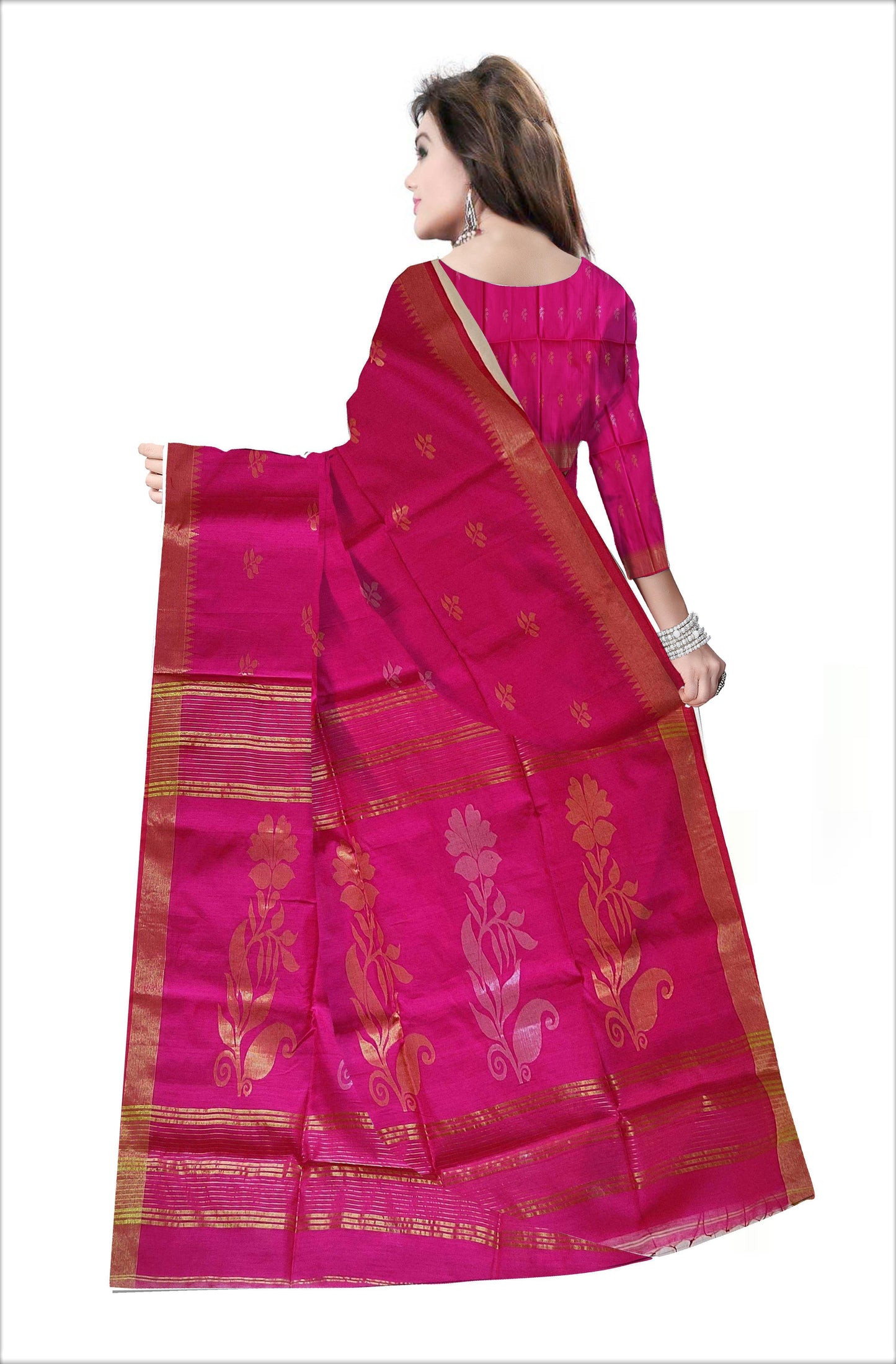 Pradip Fabrics Woven Soft Handloom Pink Color Saree