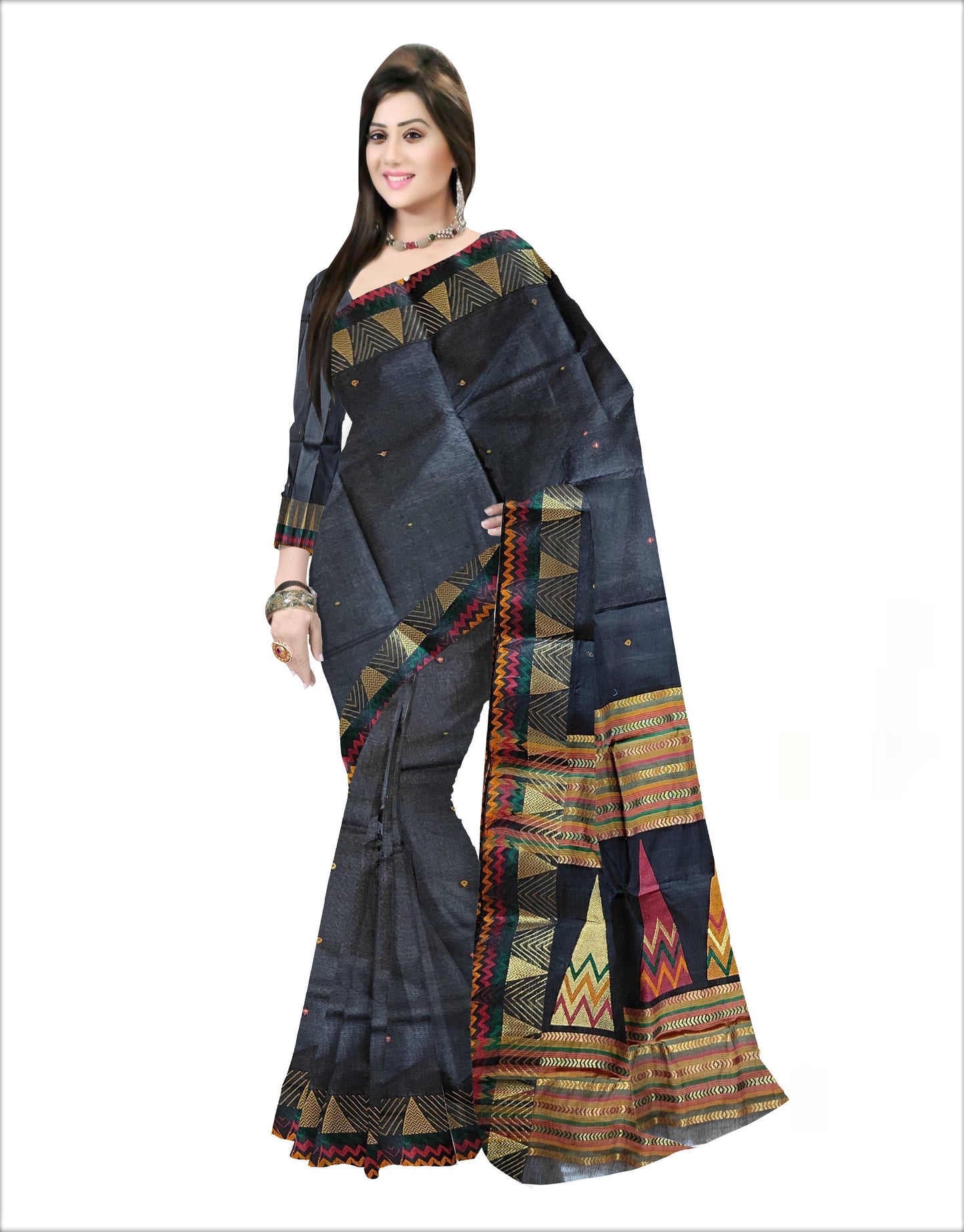 Pradip Fabrics Woven Black Color Pure Tant cotton Saree