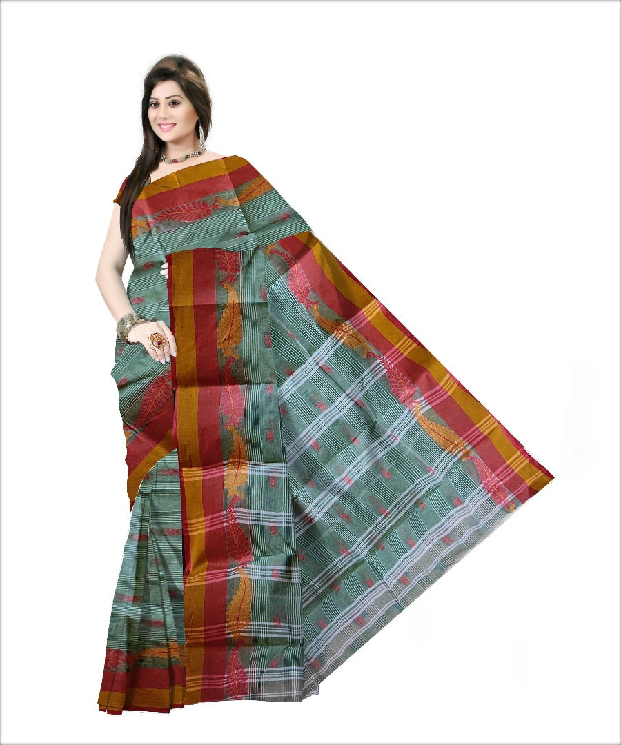Pradip Fabrics Woven Light Green color Pure Tant cotton Saree