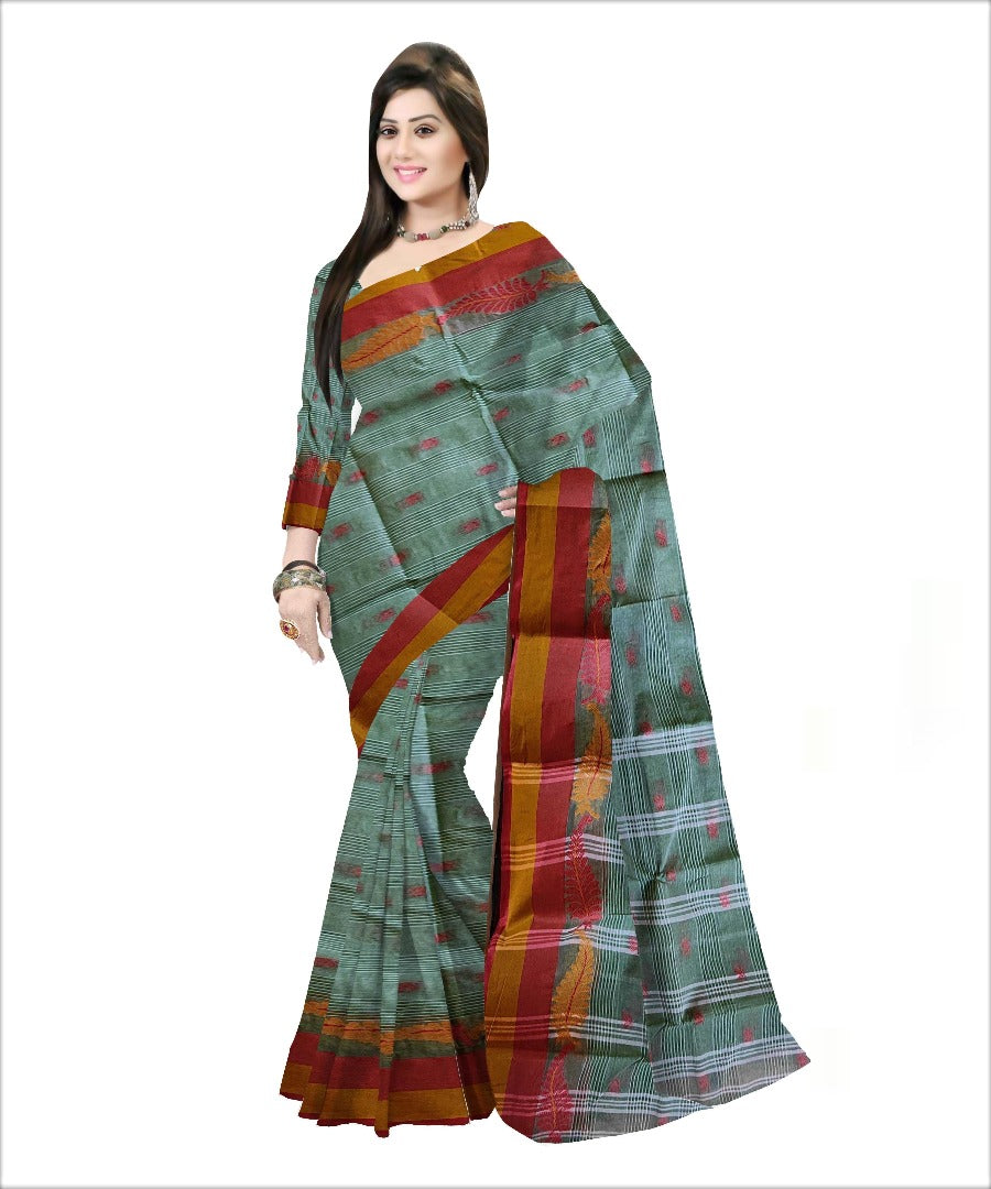 Pradip Fabrics Woven Light Green color Pure Tant cotton Saree