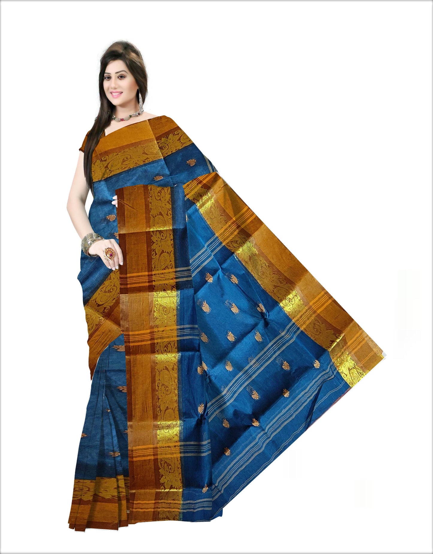 Pradip Fabrics Woven Blue color Pure Tant cotton Saree