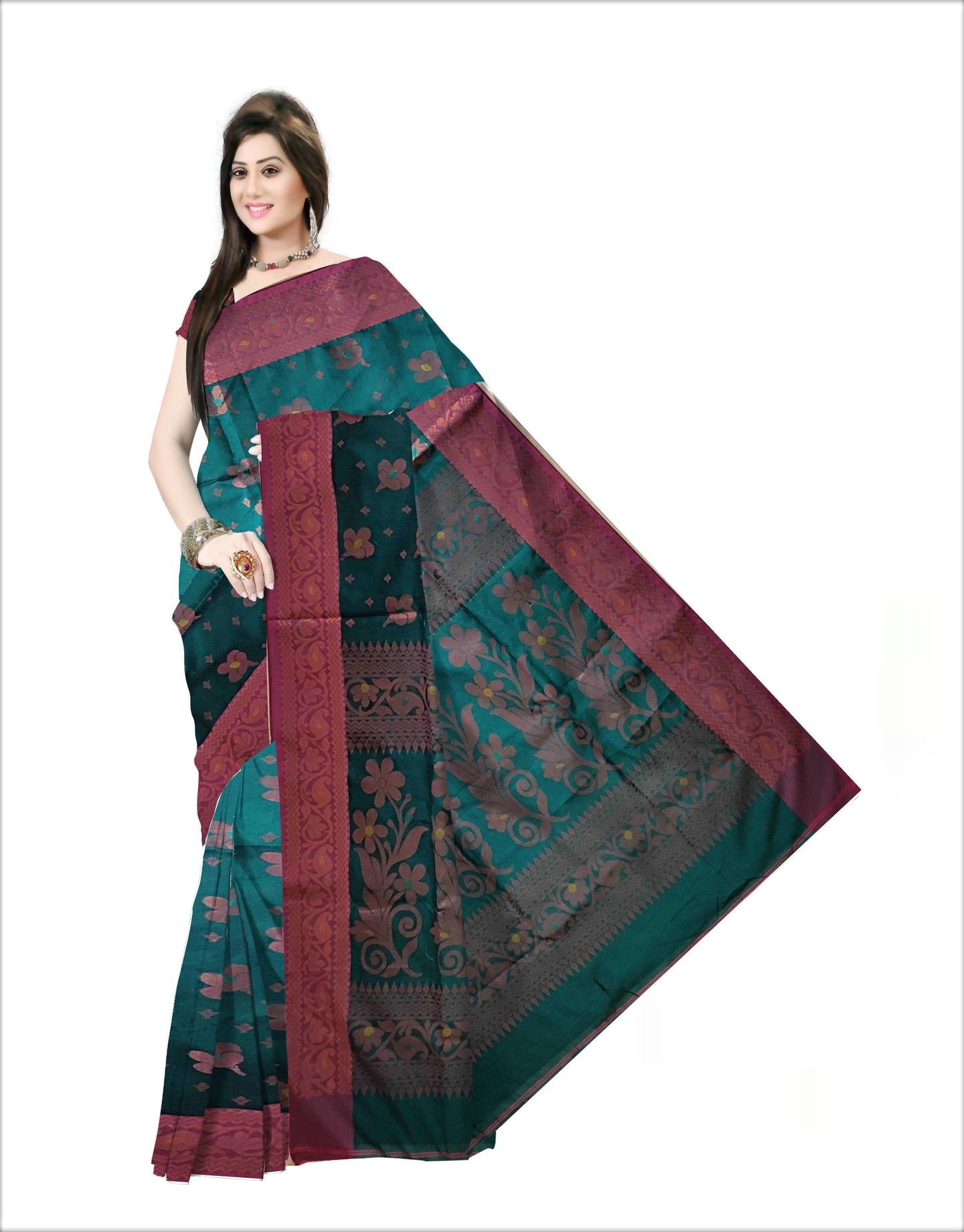 Pradip Fabrics Woven Soft Handloom Sea Green Color Saree