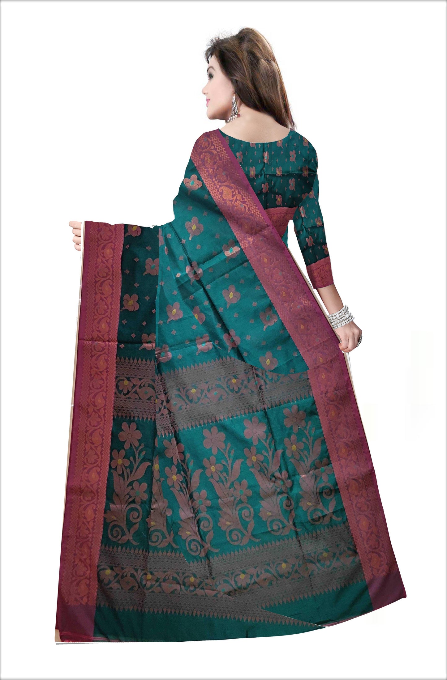 Pradip Fabrics Woven Soft Handloom Sea Green Color Saree