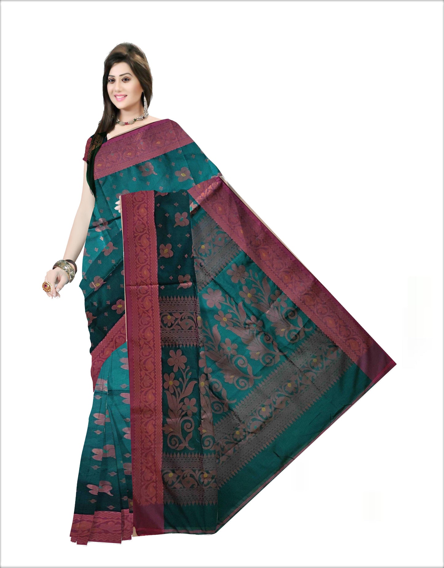 Pradip Fabrics Woven Soft Handloom Sea Green Color Saree