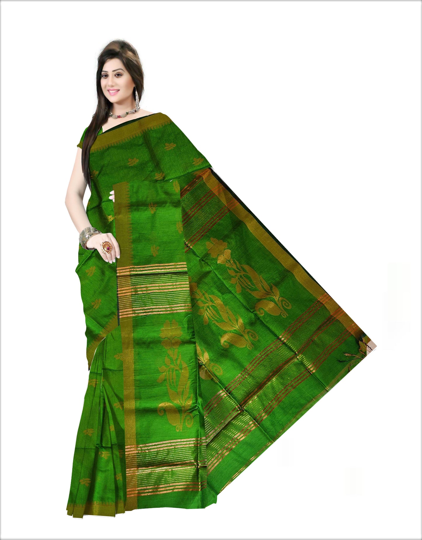 Pradip Fabrics Woven Soft Handloom Green Color Saree