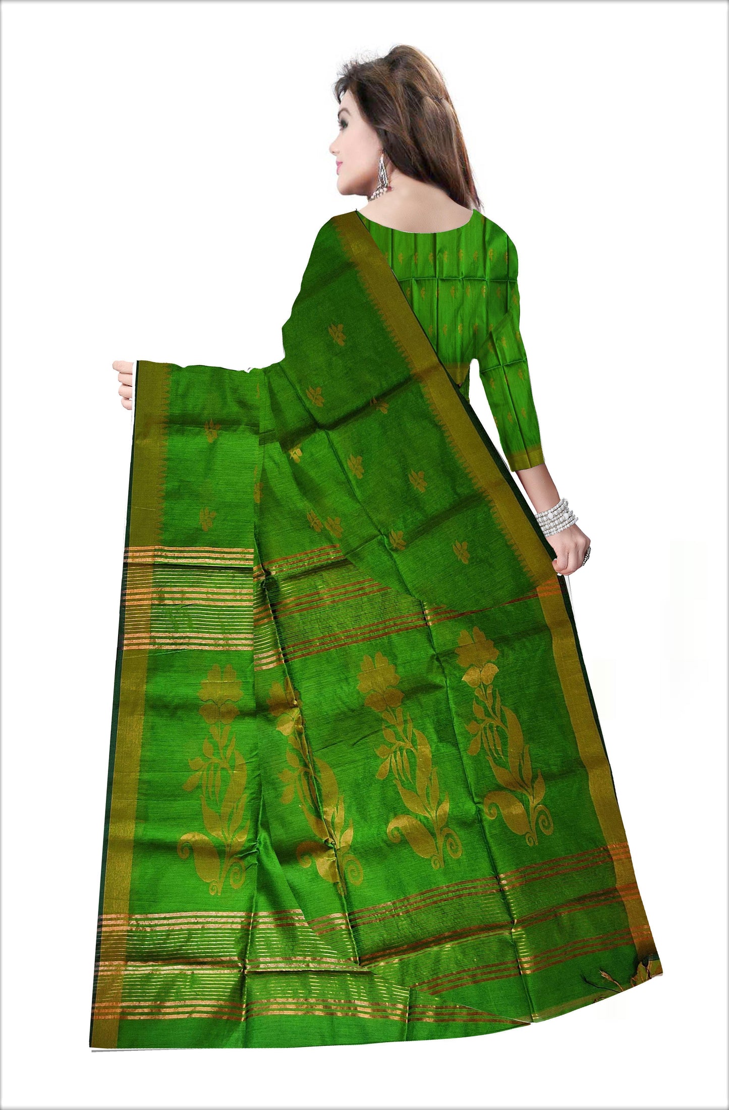 Pradip Fabrics Woven Soft Handloom Green Color Saree