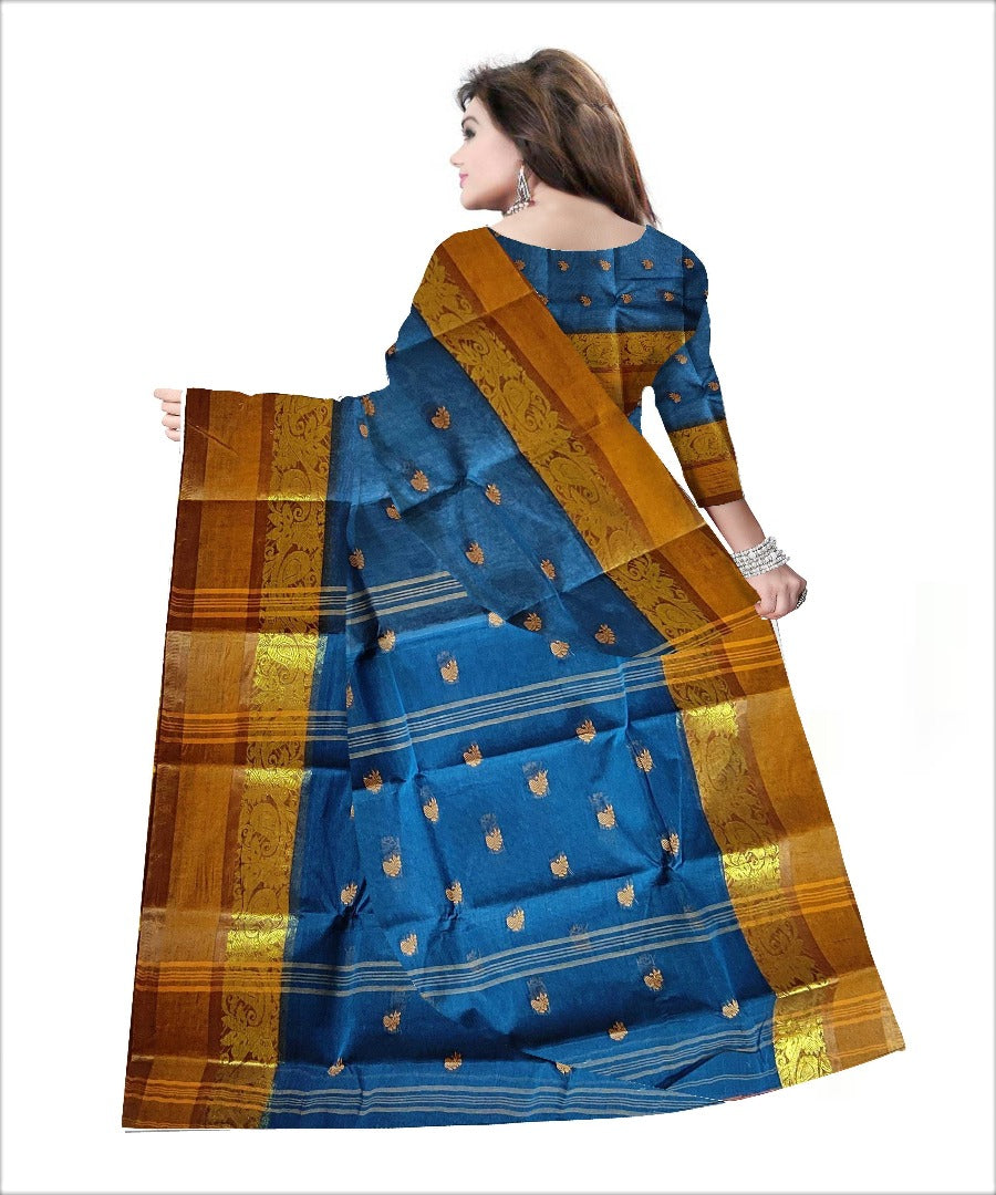Pradip Fabrics Woven Blue color Pure Tant cotton Saree