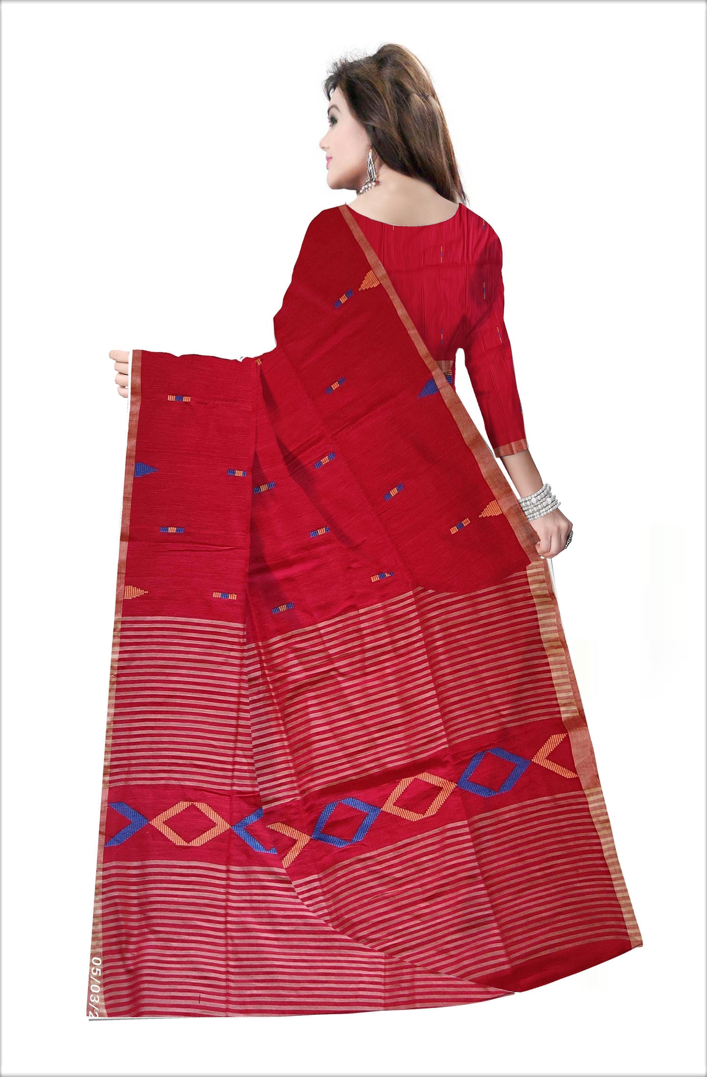Pradip Fabrics Woven Soft Handloom pure cotton Red Color Saree