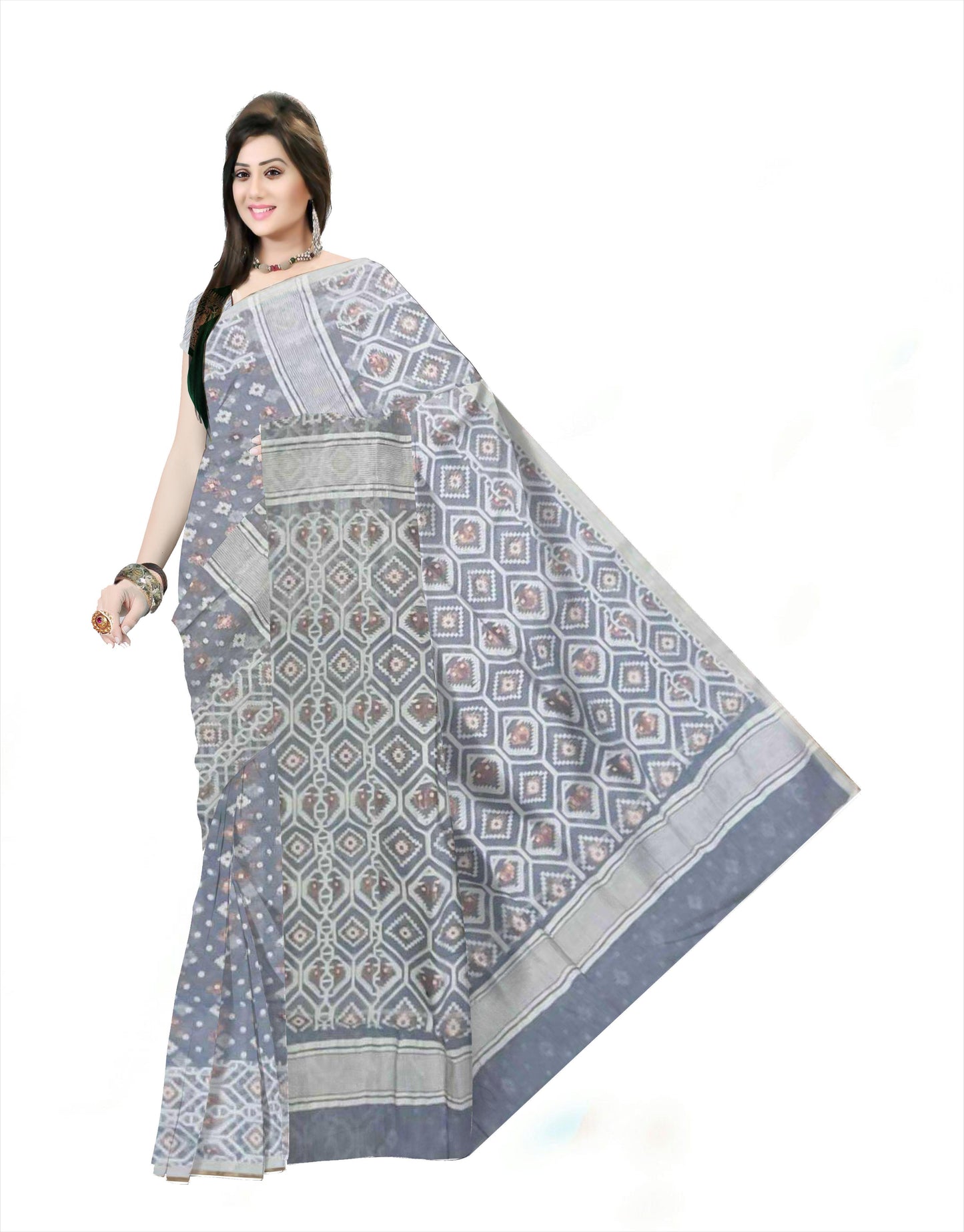 Pradip Fabrics Woman's Tant Handloom soft Jamdani Saree