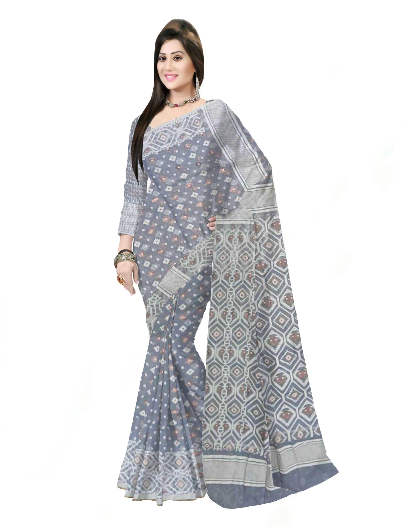 Pradip Fabrics Woman's Tant Handloom soft Jamdani Saree