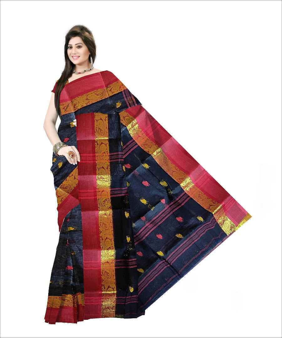 Pradip Fabrics Woven Black color Pure Tant cotton Saree