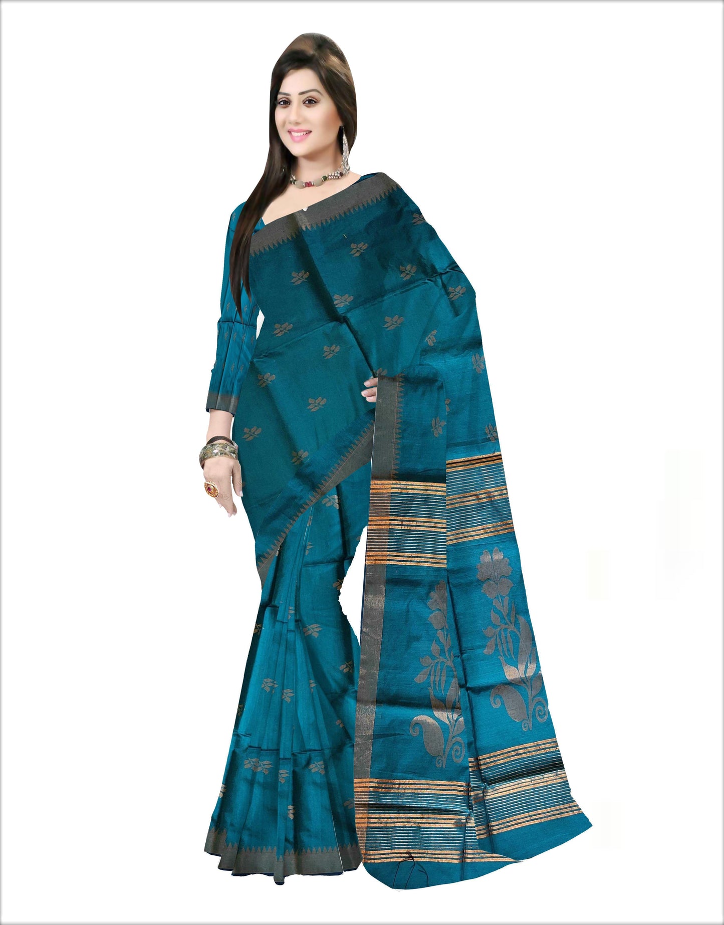 Pradip Fabrics Woven Soft Handloom Sea green Color Saree