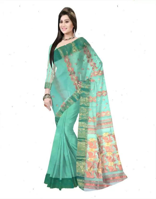 Pradip Fabrics Ethnic Women's Cotton Tant cotton white Color Saree