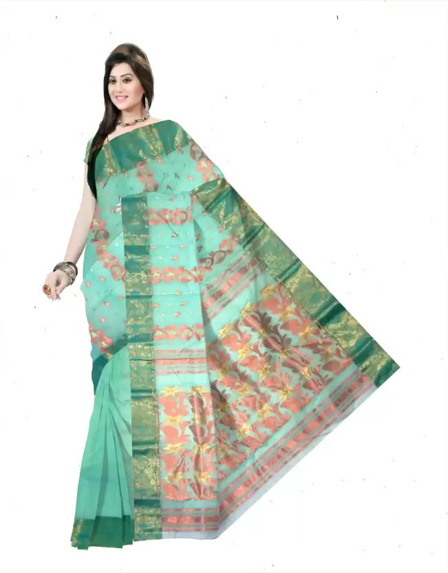 Pradip Fabrics Ethnic Women's Cotton Tant cotton white Color Saree